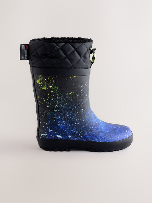 Mavi Galaksi Sıcak Astarlı Kıvrık Paçalı Yağmur Çizmesi