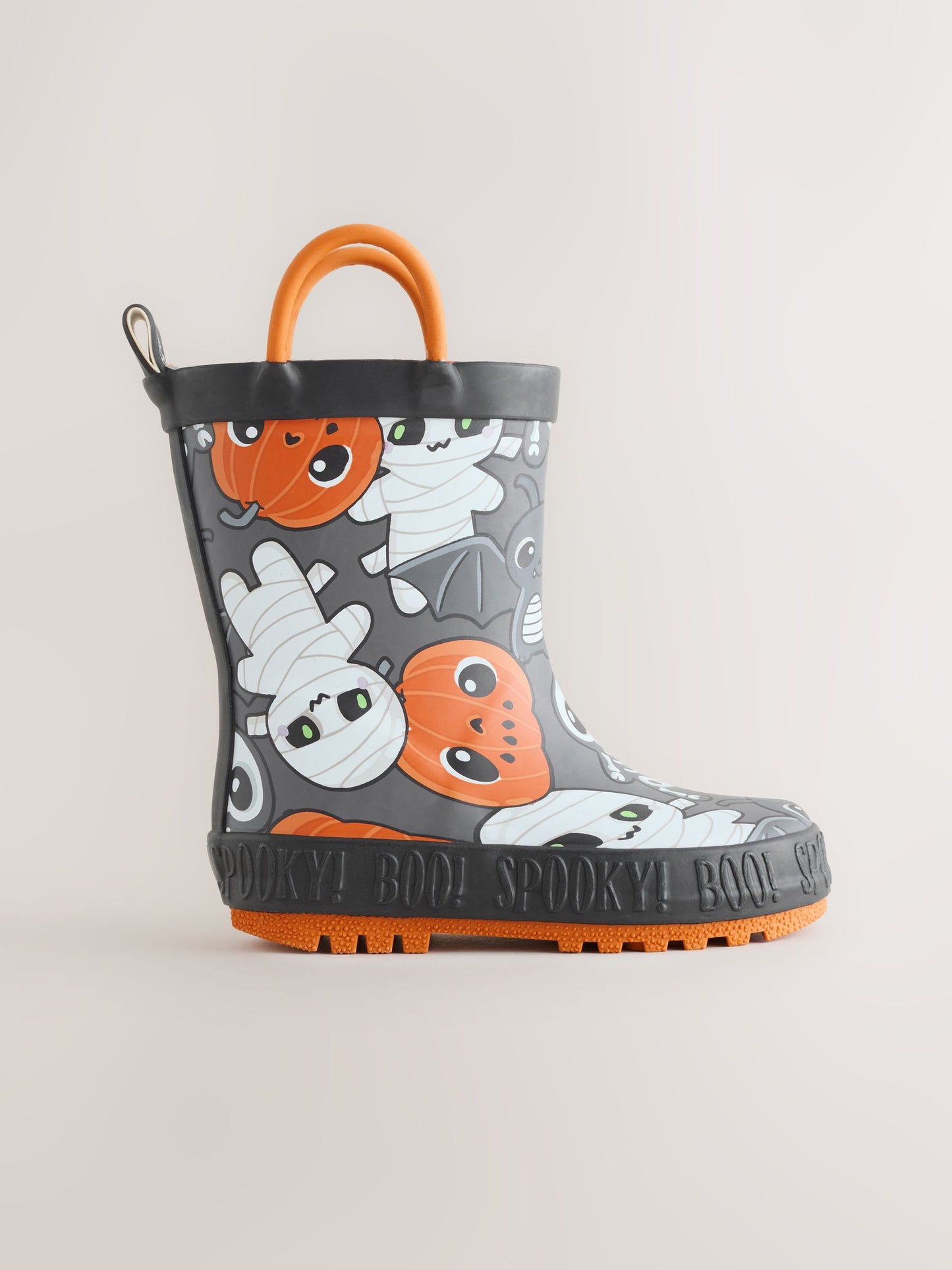 Siyah/Turuncu Halloween Kulplu Yağmur Çizmesi