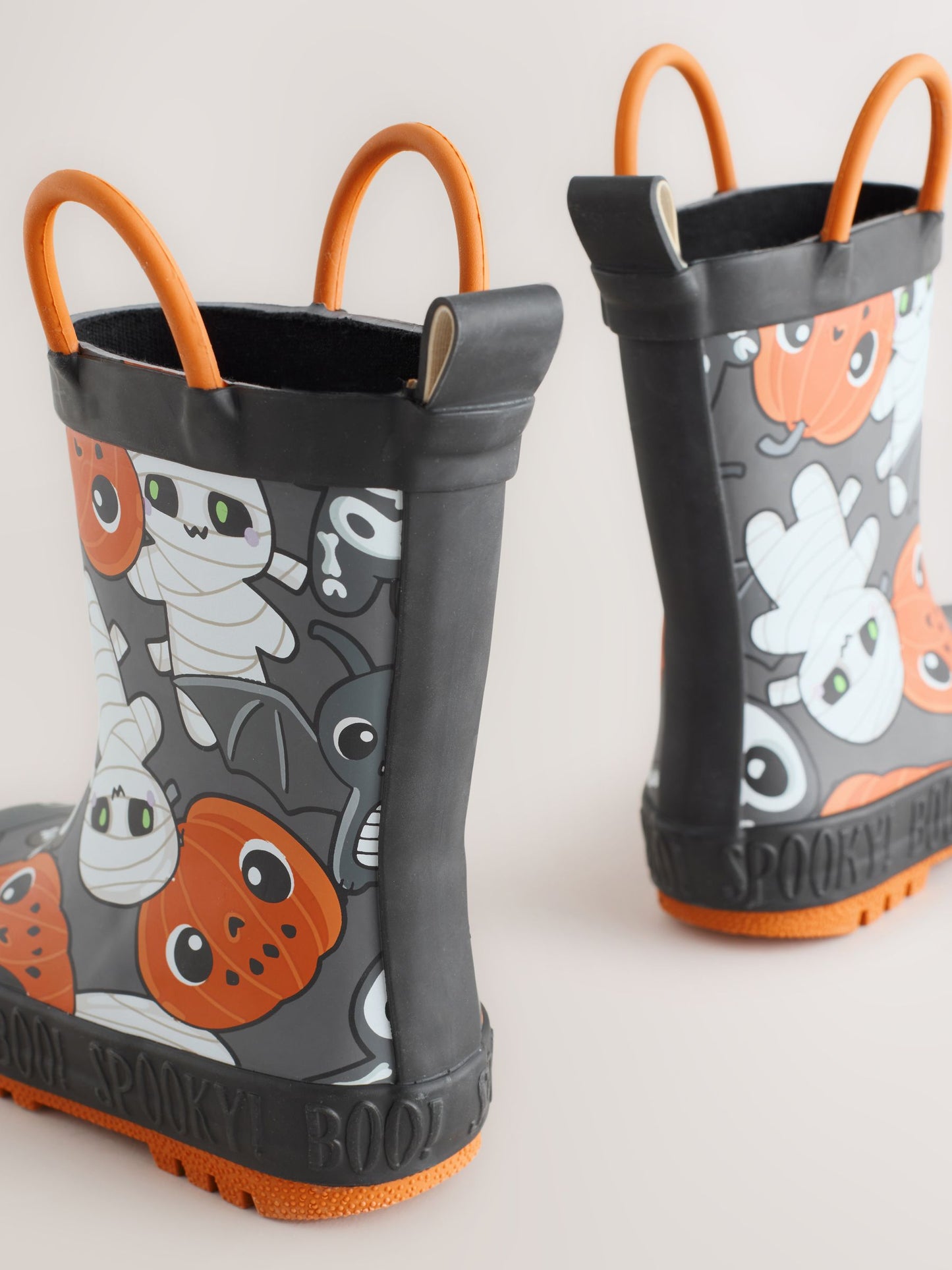 Siyah/Turuncu Halloween Kulplu Yağmur Çizmesi