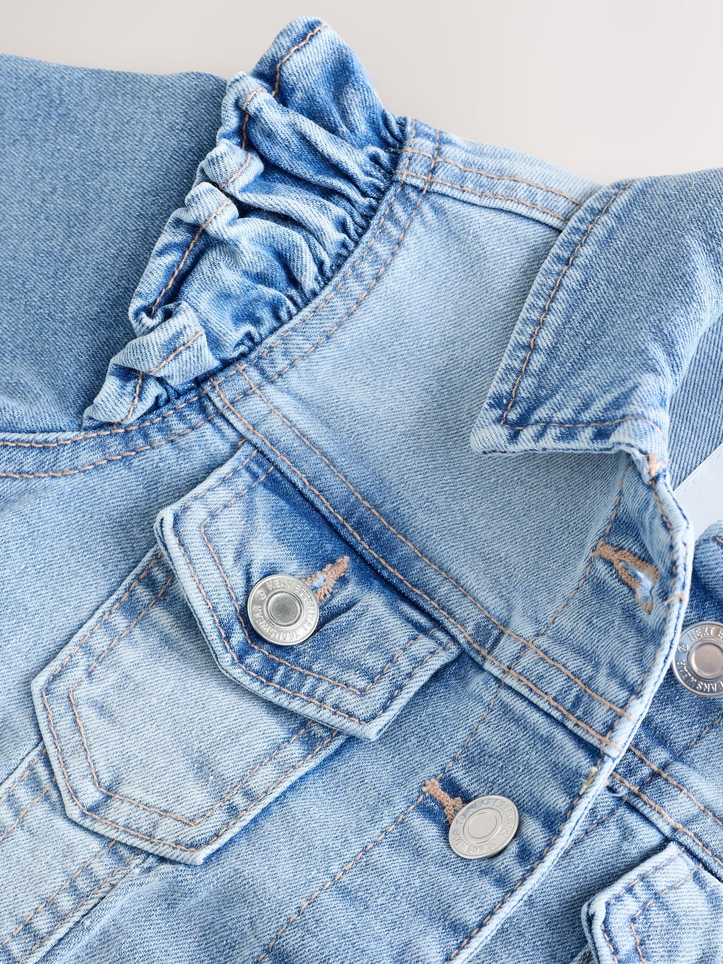 Mid Blue Frill Shoulder Denim Jacket (3-16yrs)