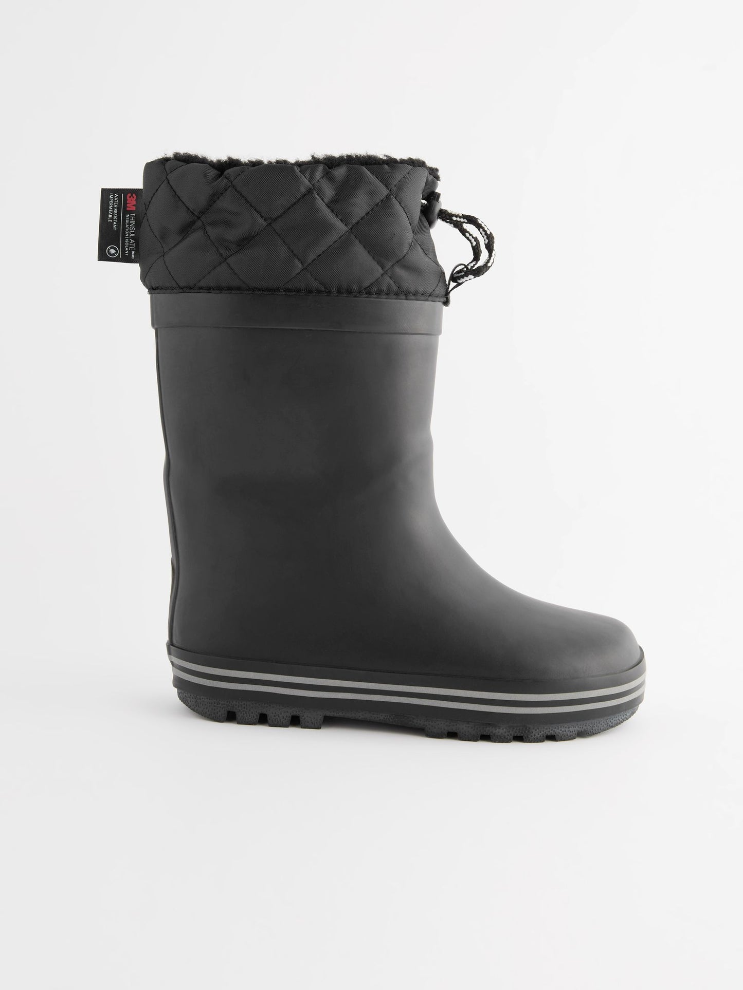 Mono Siyah Sıcak Astarlı Kıvrık Paçalı Yağmur Çizmesi