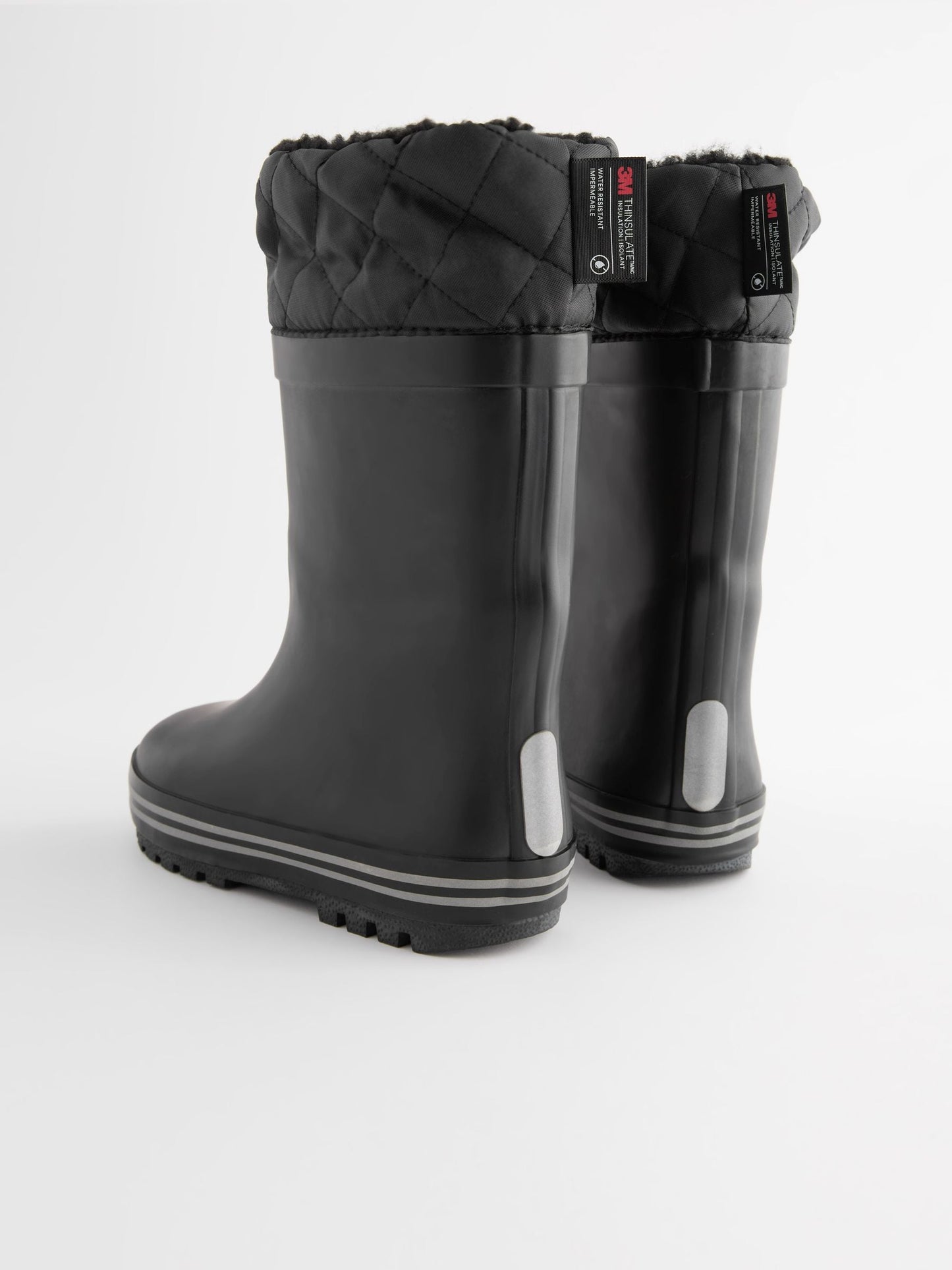 Mono Siyah Sıcak Astarlı Kıvrık Paçalı Yağmur Çizmesi