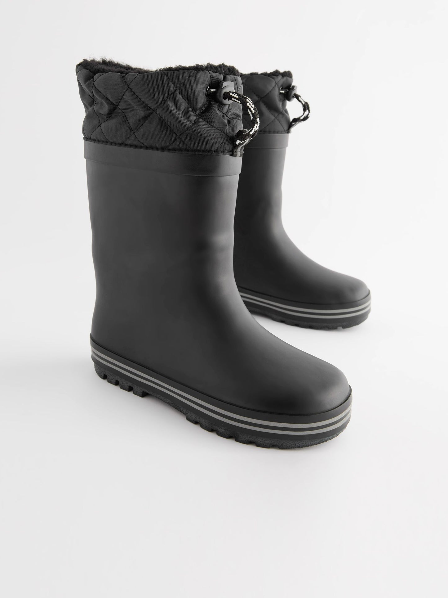 Mono Siyah Sıcak Astarlı Kıvrık Paçalı Yağmur Çizmesi