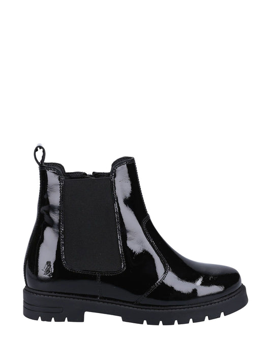 Hush Puppies Black Patent Laura Junior Chelsea Boots