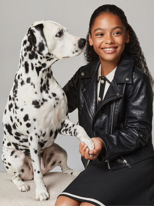 Lipsy Black Croc PU Biker Jacket (5-16yrs)