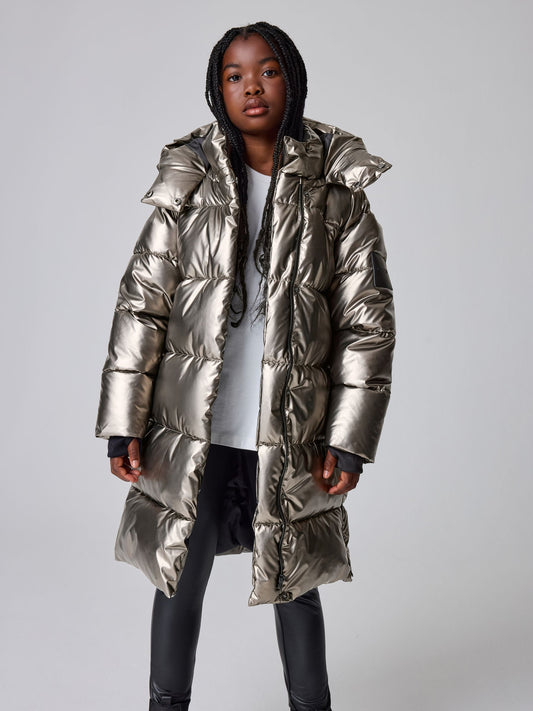 smALLSAINTS Metallic Longline Padded Girls Coat