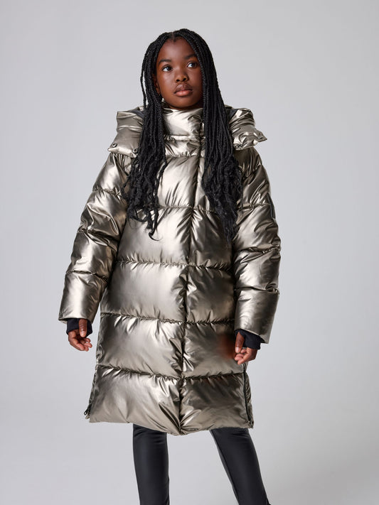 smALLSAINTS Metallic Longline Padded Girls Coat