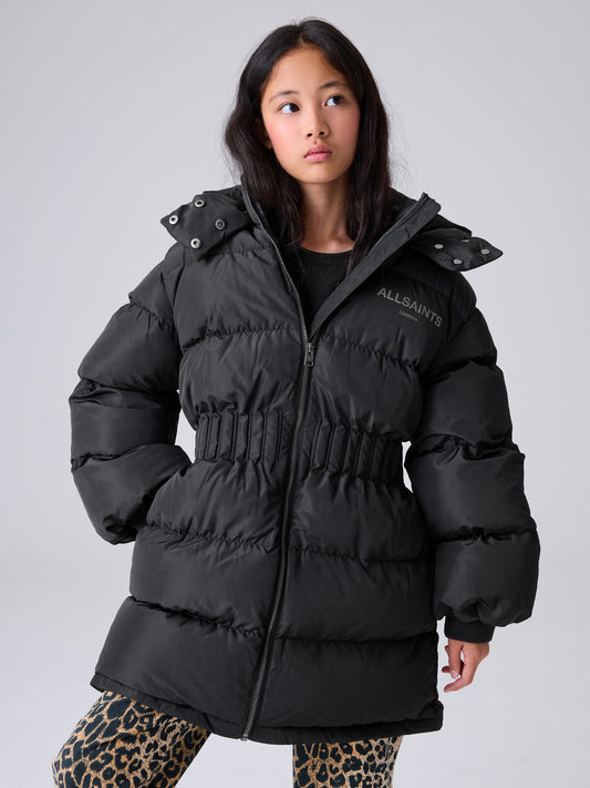 smALLSAINTS Black Waisted Longline Padded Coat