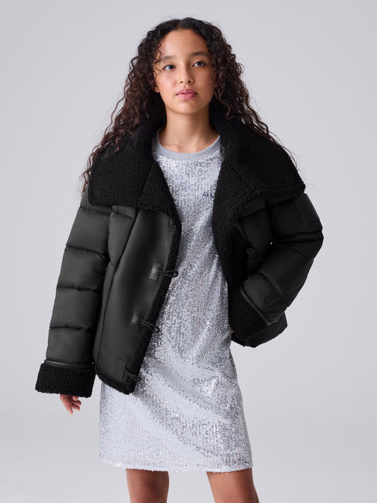 smALLSAINTS Black Padded Aviator Jacket