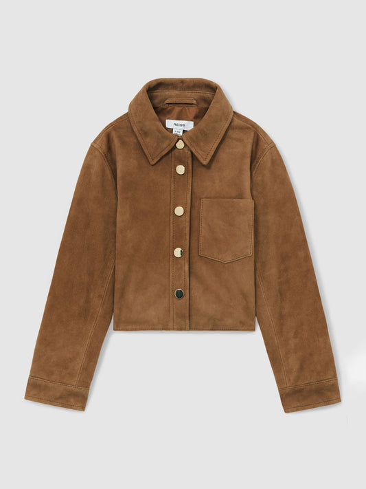 Reiss Tan Connie 4-9 yrs Suede Cropped Jacket