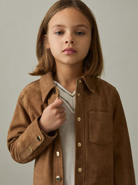Reiss Tan Connie 9-13 yrs Suede Cropped Jacket