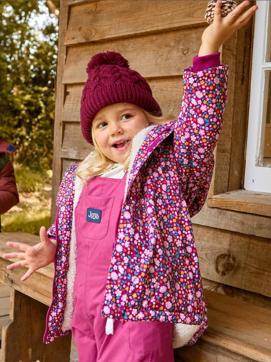 JoJo Maman Bébé Pink Ditsy Lined Parka