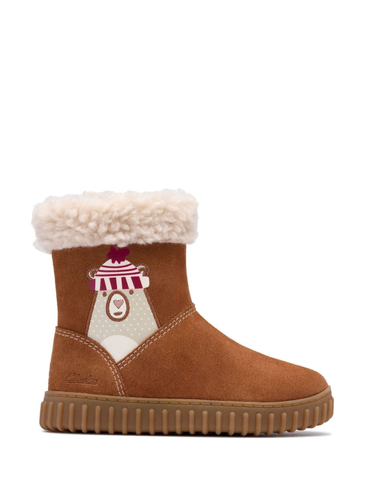 Clarks Natural Younger Girls Tan Cove Warm Boots