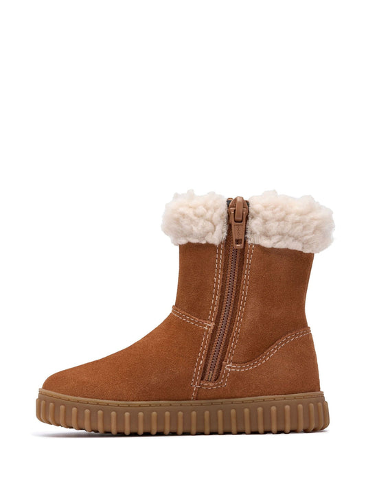 Clarks Natural Younger Girls Tan Cove Warm Boots
