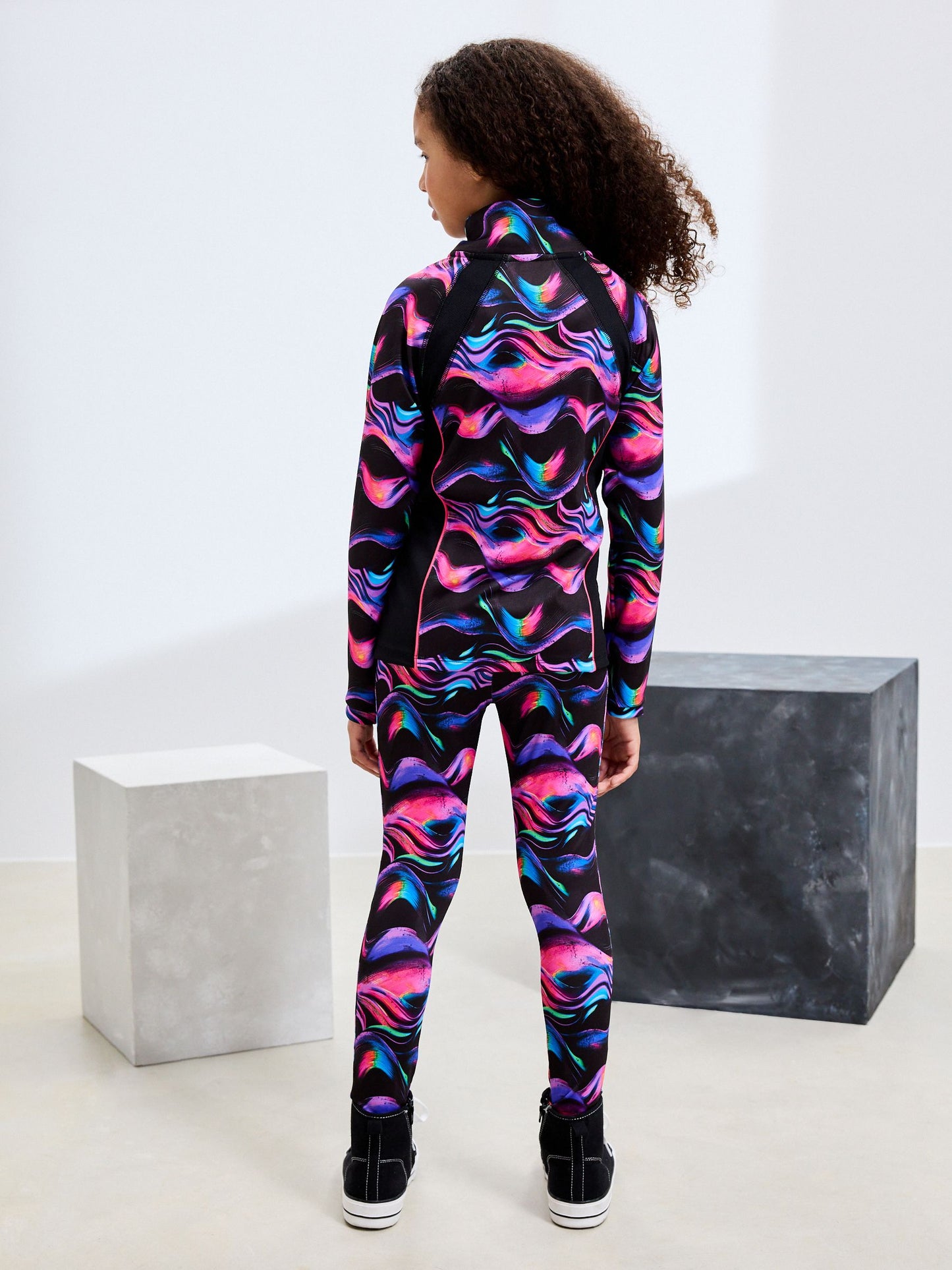 Black/Pink Wave Sports Zip Through Jacket (3-16yrs)