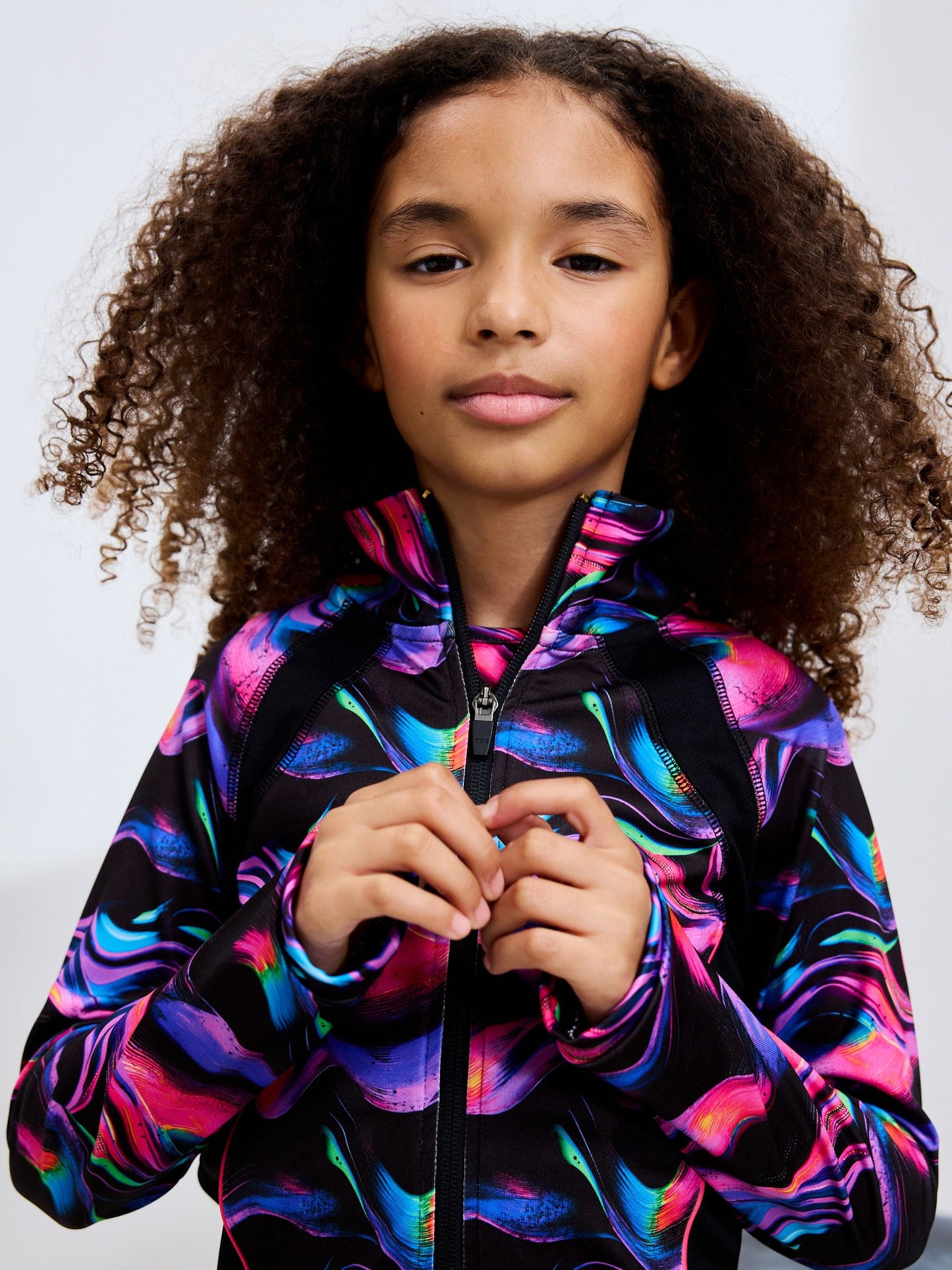 Black/Pink Wave Sports Zip Through Jacket (3-16yrs)