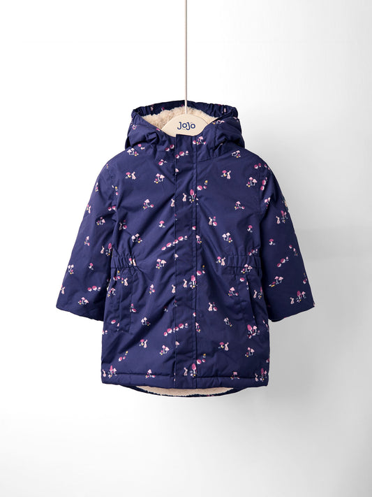 JoJo Maman Bébé Navy Ditsy Lined Parka