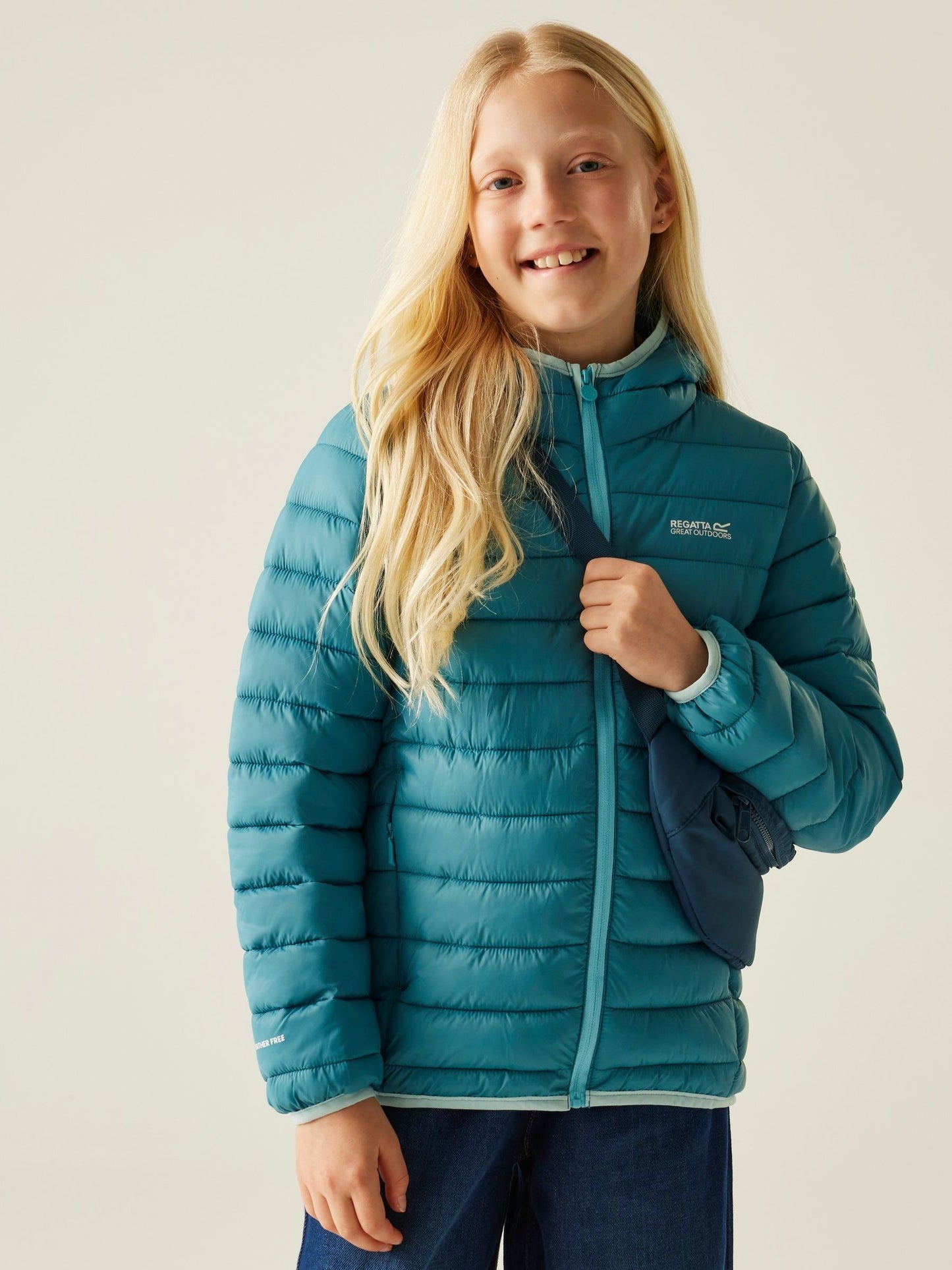Regatta Teal Blue Junior Hooded Marizion Midweight Water Repellent Jacket