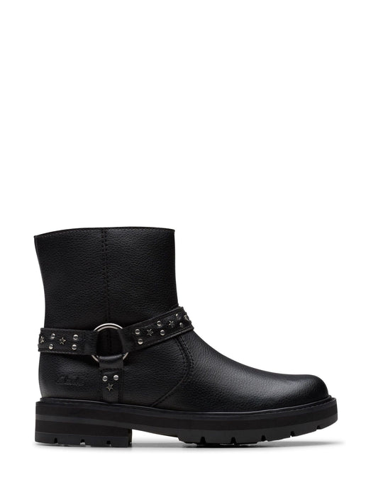 Clarks Black Standard Fit (F) Older Girls Trend Look BT 1 Prague Buckle Boots