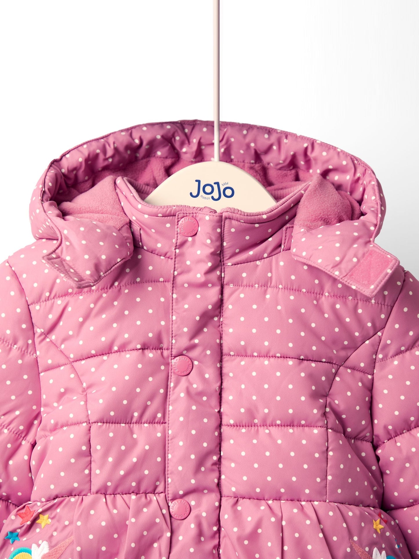 JoJo Maman Bébé Pink Unicorn Fleece Lined Puffer Coat