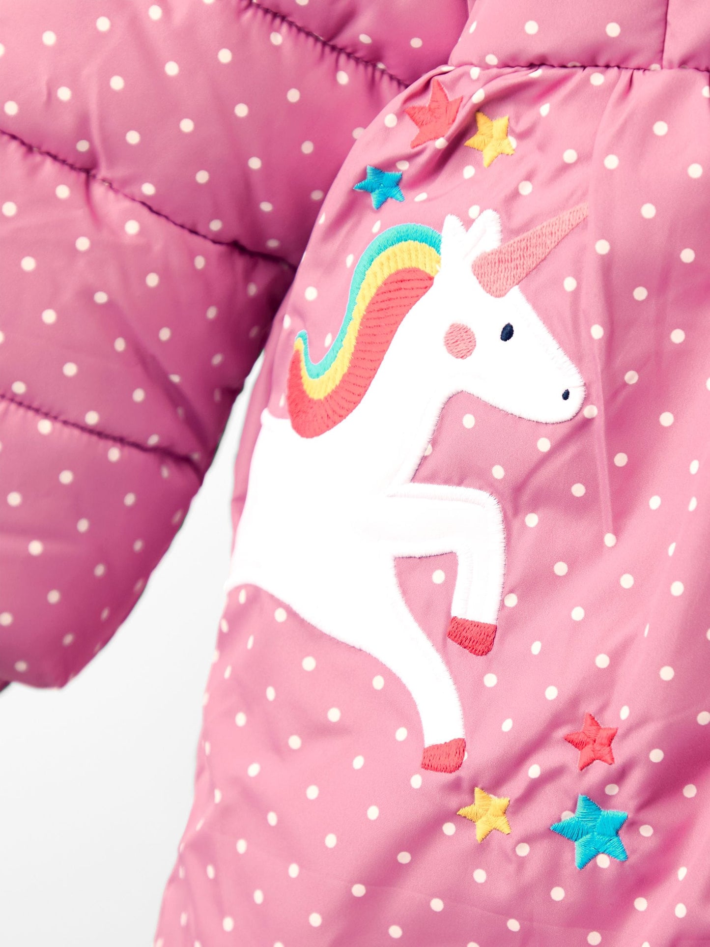 JoJo Maman Bébé Pink Unicorn Fleece Lined Puffer Coat