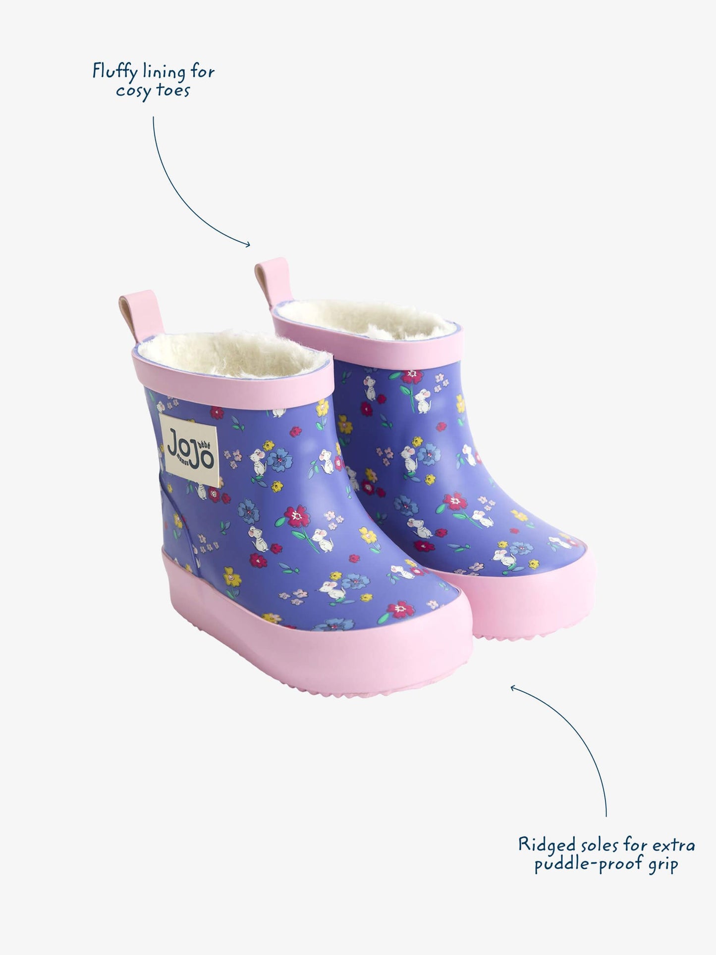 JoJo Maman Bébé Mor Fare Kısa Yağmur Çizmesi