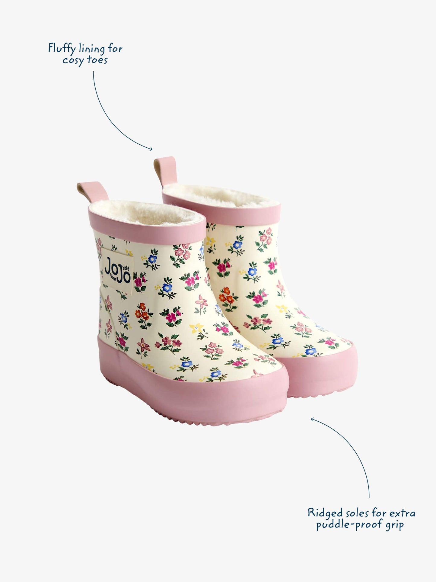 JoJo Maman Bébé Krem Çiçekli Kısa Unicorn Yağmur Çizmesi