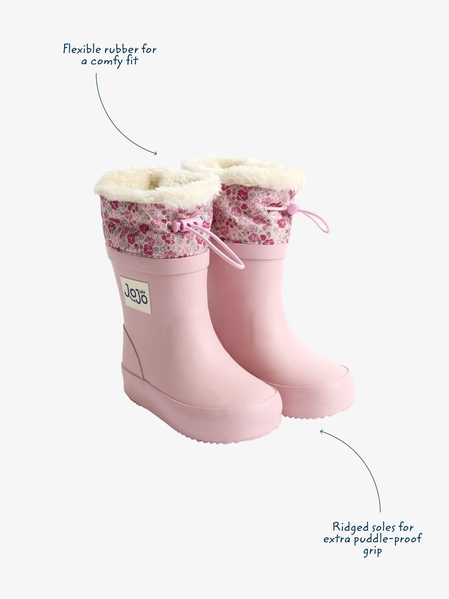 JoJo Maman Bébé Açık Pembe Büzgülü Sıcak Astarlı Yağmur Çizmesi