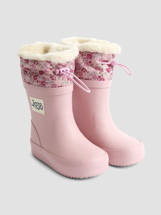 JoJo Maman Bébé Açık Pembe Büzgülü Sıcak Astarlı Yağmur Çizmesi