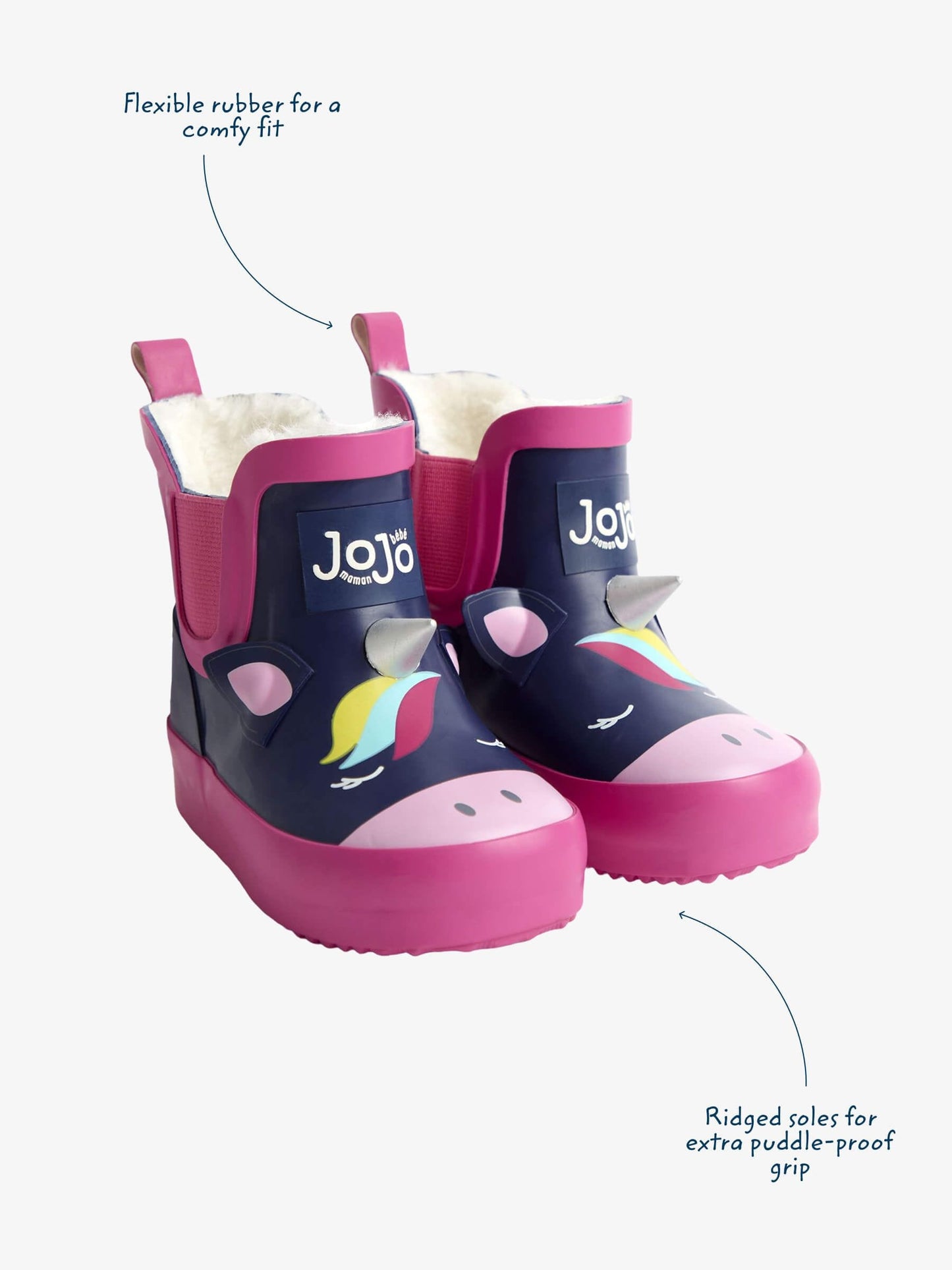 JoJo Maman Bébé Lacivert/Pembe Kısa Unicorn Yağmur Çizmesi