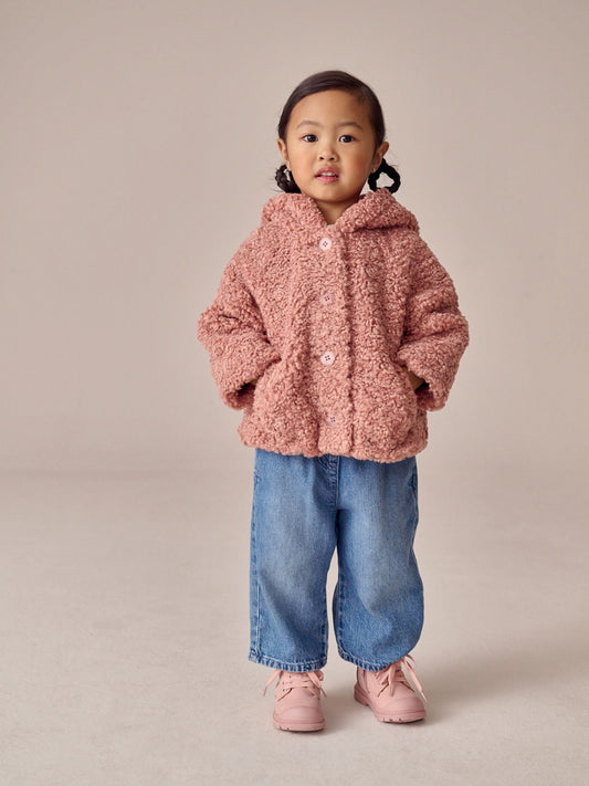 Pink Hooded Borg Jacket (12mths-7yrs)