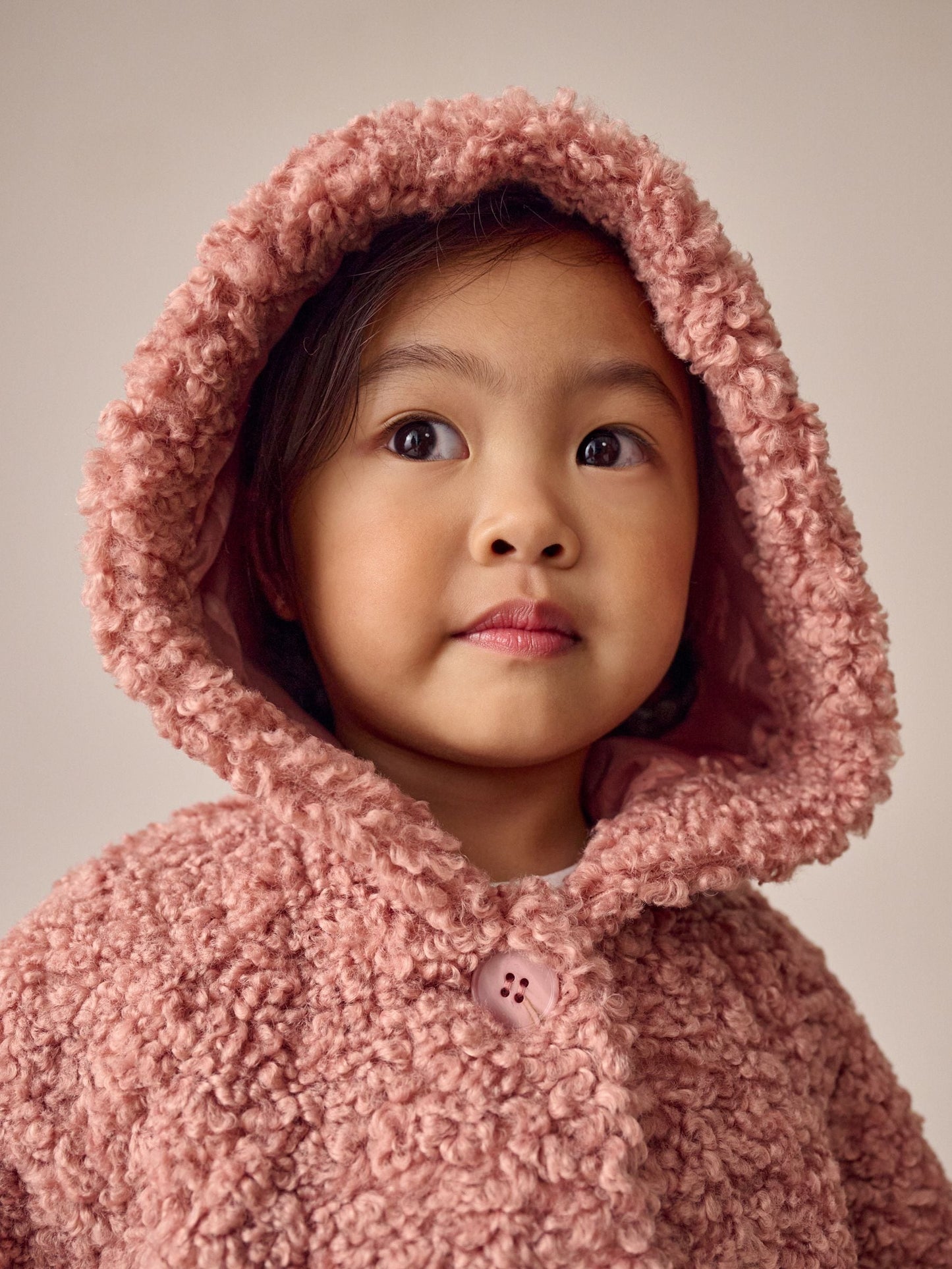 Pink Hooded Borg Jacket (12mths-7yrs)