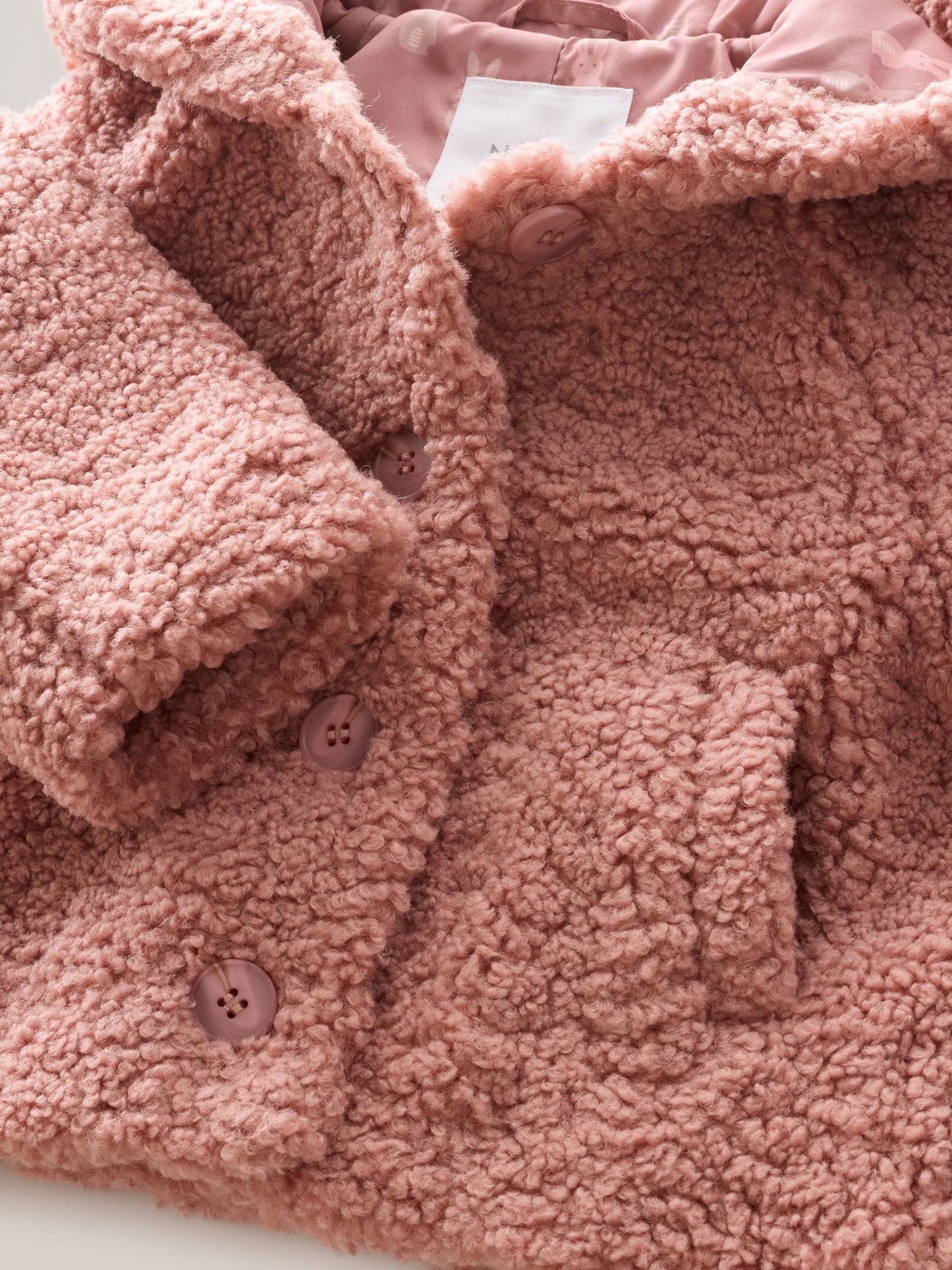 Pink Hooded Borg Jacket (12mths-7yrs)