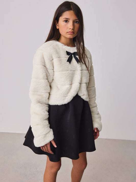 Baker by Ted Baker Cream Faux Fur Short Coat
