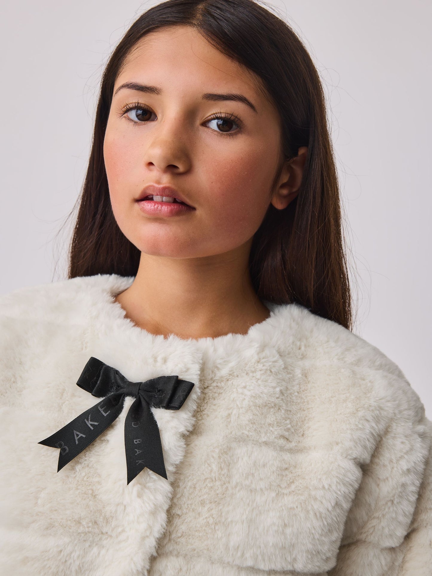 Baker by Ted Baker Cream Faux Fur Short Coat