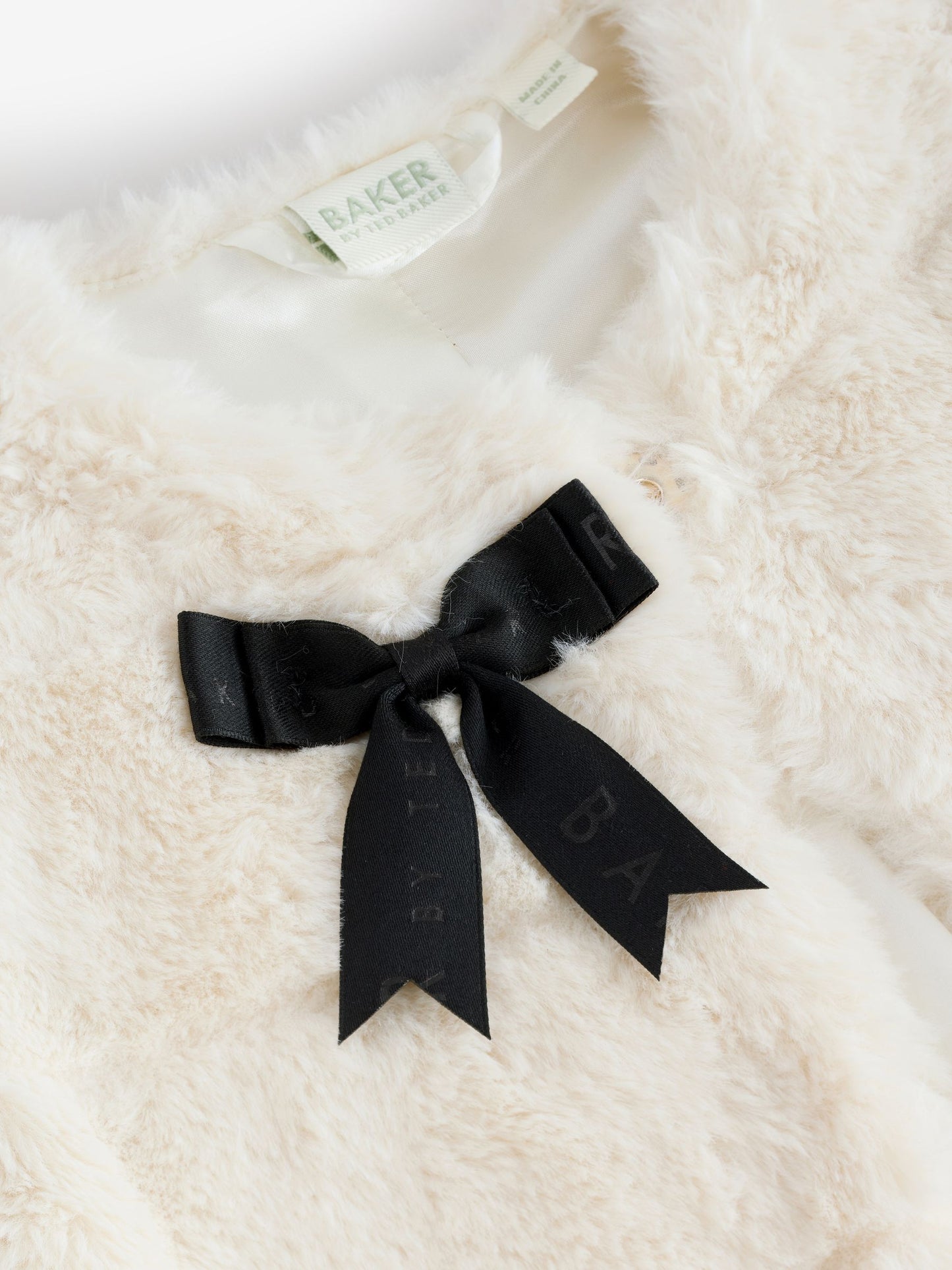 Baker by Ted Baker Cream Faux Fur Short Coat