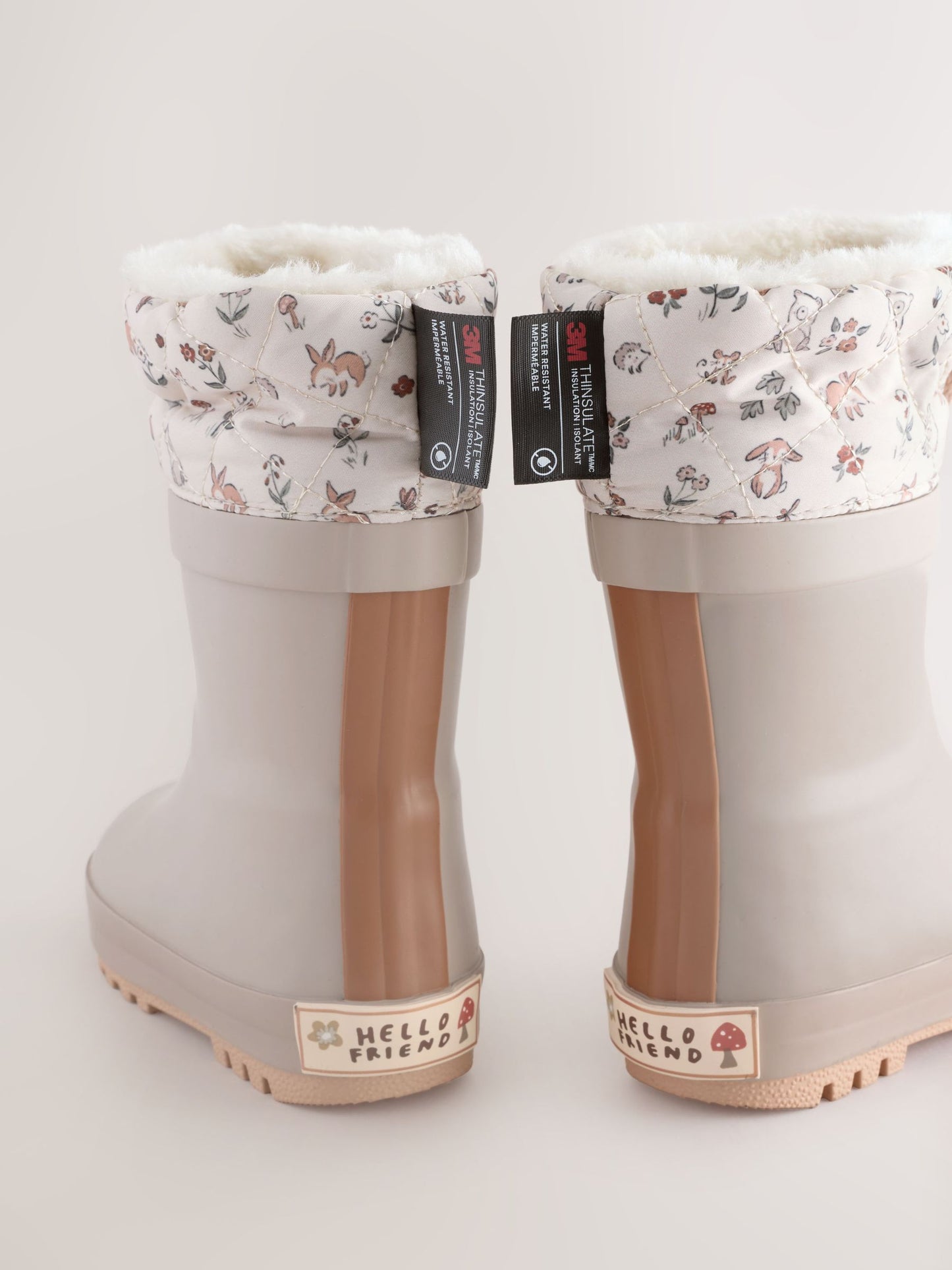 Kahverengi Desenli Karakter Baskılı Thinsulate Astarlı Kıvrık Paçalı Yağmur Çizmesi