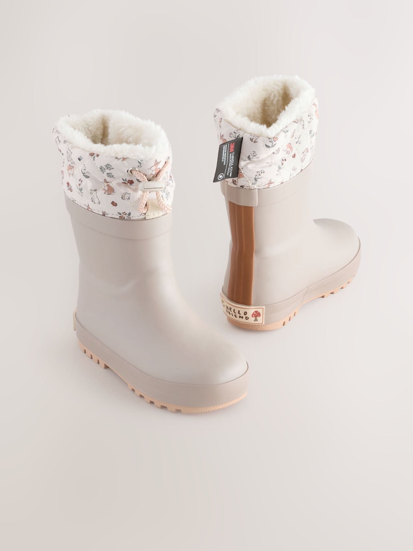 Kahverengi Desenli Karakter Baskılı Thinsulate Astarlı Kıvrık Paçalı Yağmur Çizmesi