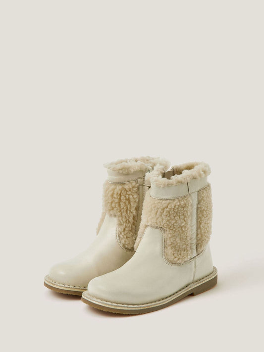 Monsoon Cream Borg Leather Boots