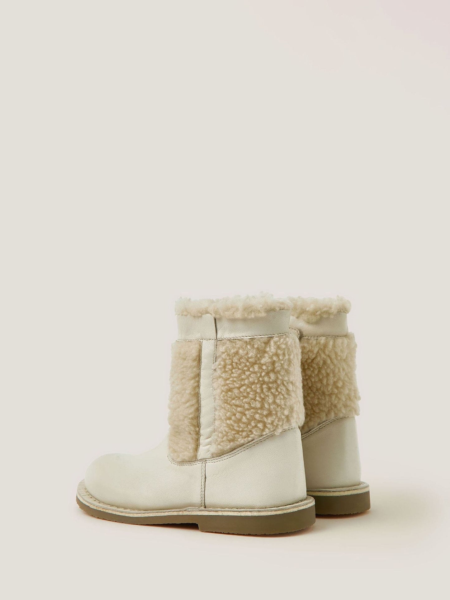 Monsoon Cream Borg Leather Boots