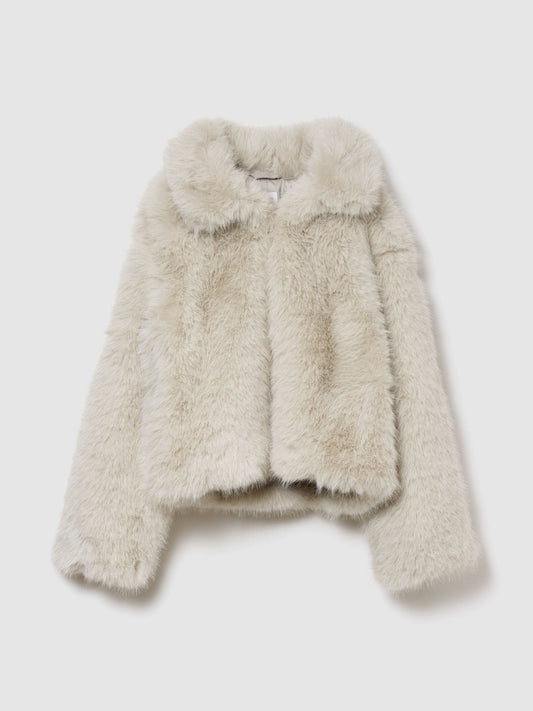 Gap Cream Faux Fur Crop Coat (4-13yrs)