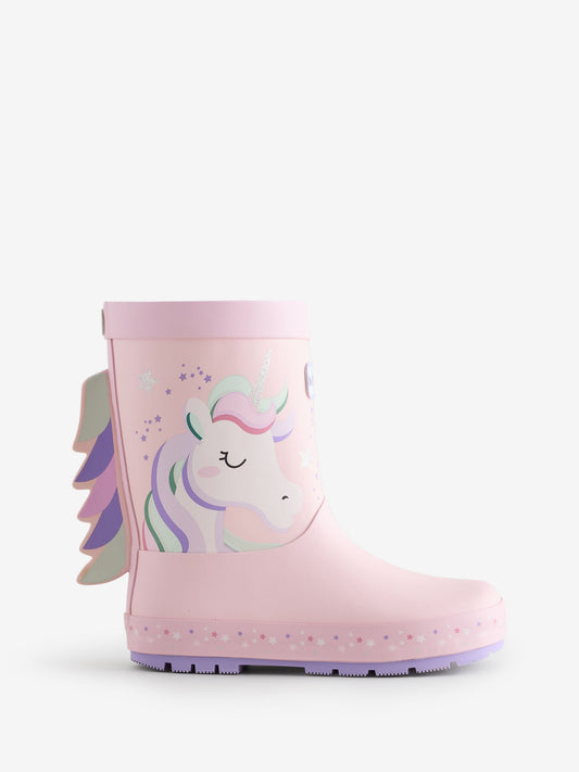 ToeZone Girls Pink Unicorn Waterproof Wellies