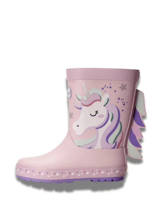 ToeZone Girls Pink Unicorn Waterproof Wellies
