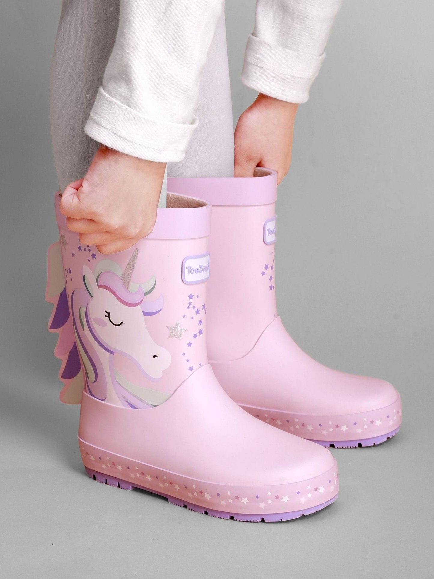 ToeZone Girls Pink Unicorn Waterproof Wellies