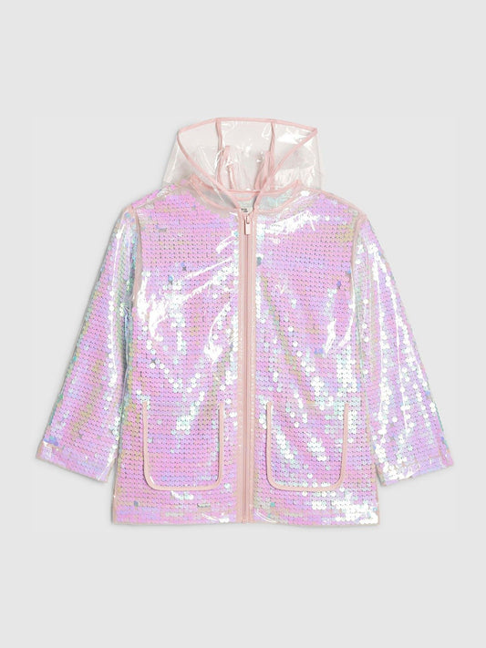 River Island Pink Sequin Rainmac Coat