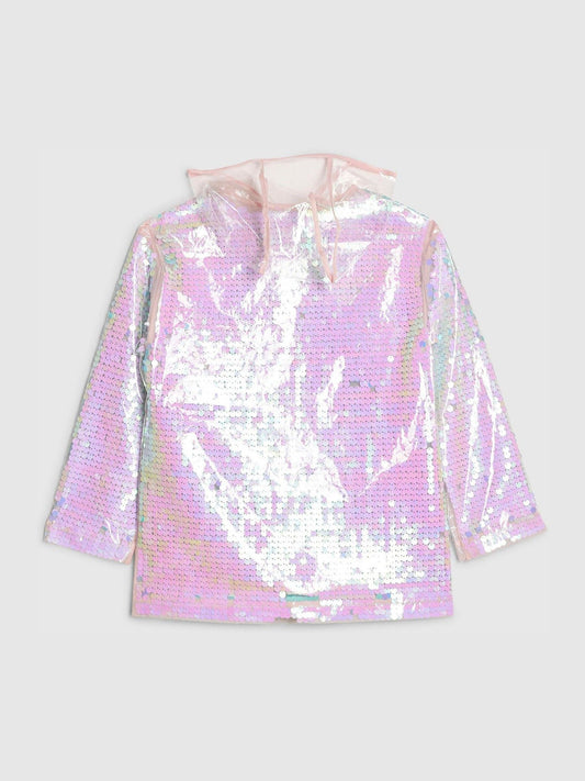 River Island Pink Sequin Rainmac Coat
