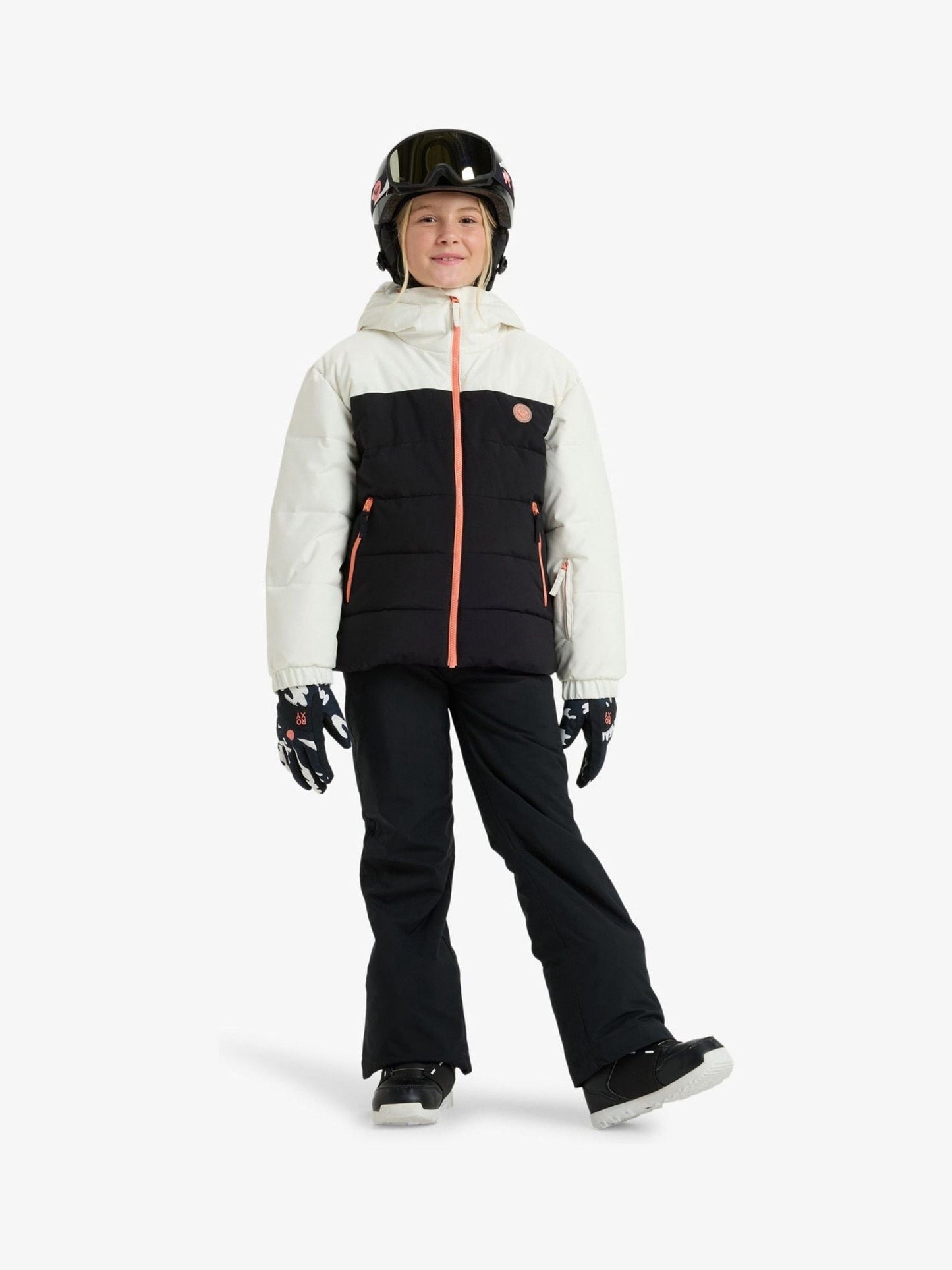 Roxy Black & White Snowyhill Puffy Technical Ski Jacket