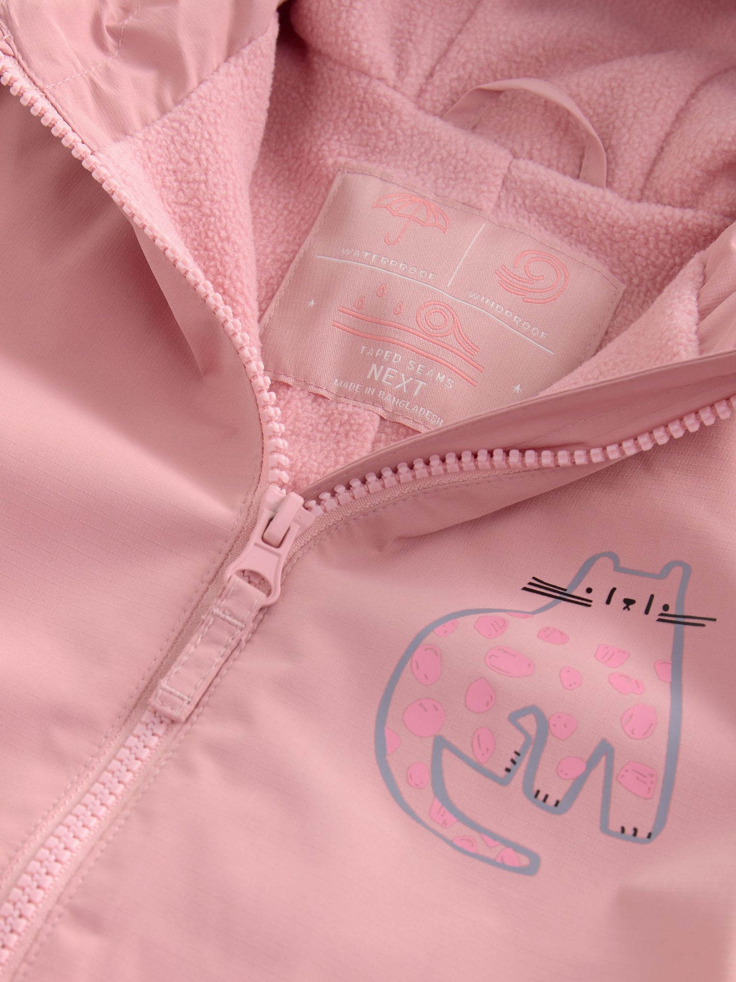 Açık Pembe Su Geçirmez Baskılı Tulum (3 Ay–7 Yaş)