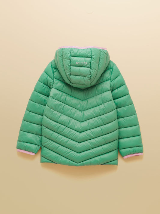 Joules Kids' Cairn Green Showerproof Padded Coat with Hood