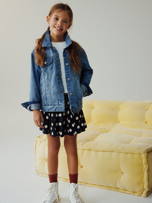 Mid Blue Denim Western Jacket (3-16yrs)